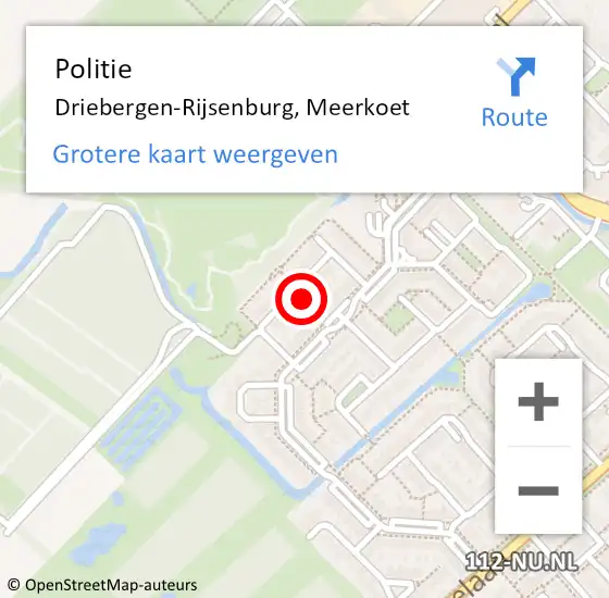 Locatie op kaart van de 112 melding: Politie Driebergen-Rijsenburg, Meerkoet op 7 september 2021 20:26