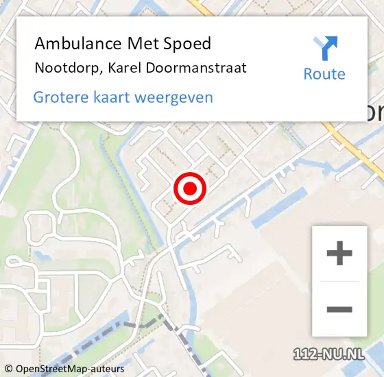 Locatie op kaart van de 112 melding: Ambulance Met Spoed Naar Nootdorp, Karel Doormanstraat op 7 september 2021 20:56