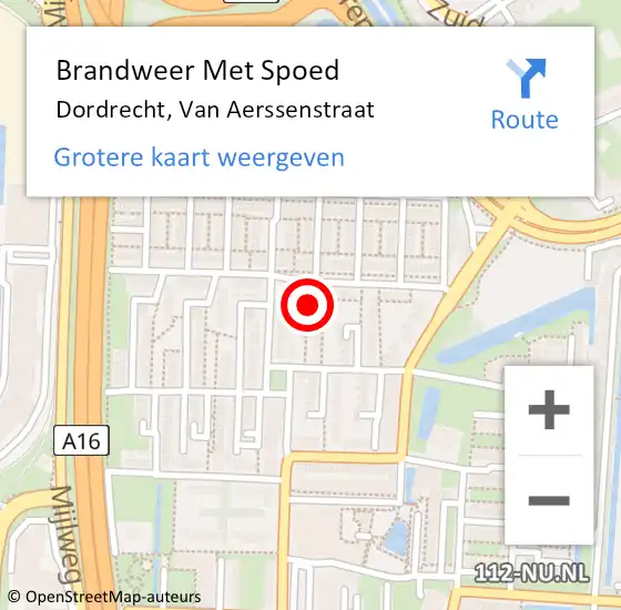 Locatie op kaart van de 112 melding: Brandweer Met Spoed Naar Dordrecht, Van Aerssenstraat op 7 september 2021 21:09