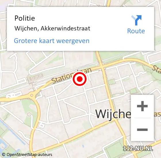 Locatie op kaart van de 112 melding: Politie Wijchen, Akkerwindestraat op 7 september 2021 21:15