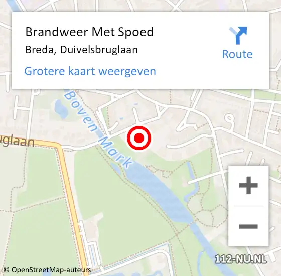 Locatie op kaart van de 112 melding: Brandweer Met Spoed Naar Breda, Duivelsbruglaan op 7 september 2021 21:24