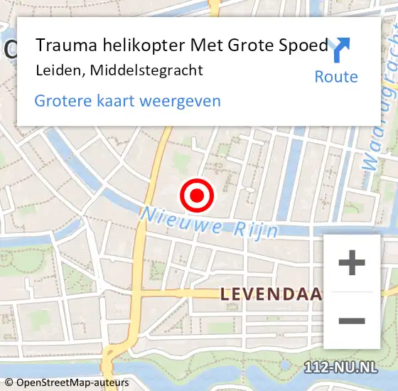 Locatie op kaart van de 112 melding: Trauma helikopter Met Grote Spoed Naar Leiden, Middelstegracht op 7 september 2021 21:35