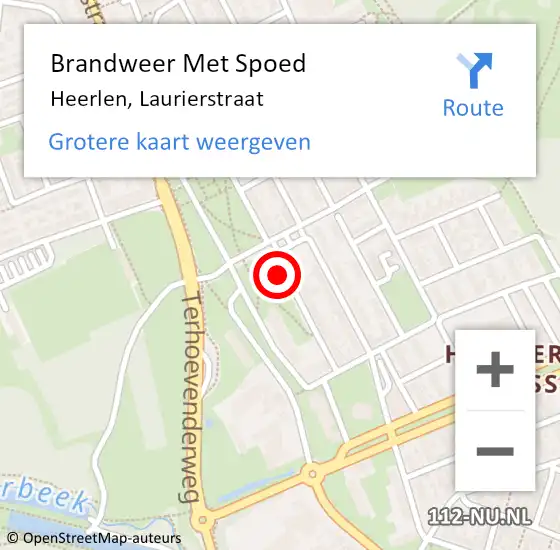 Locatie op kaart van de 112 melding: Brandweer Met Spoed Naar Heerlen, Laurierstraat op 7 september 2021 21:39