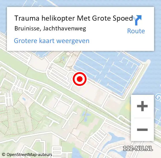 Locatie op kaart van de 112 melding: Trauma helikopter Met Grote Spoed Naar Bruinisse, Jachthavenweg op 7 september 2021 21:46