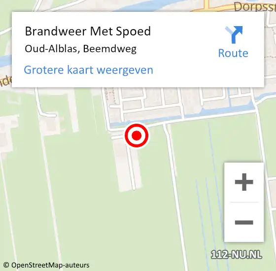 Locatie op kaart van de 112 melding: Brandweer Met Spoed Naar Oud-Alblas, Beemdweg op 7 september 2021 21:58