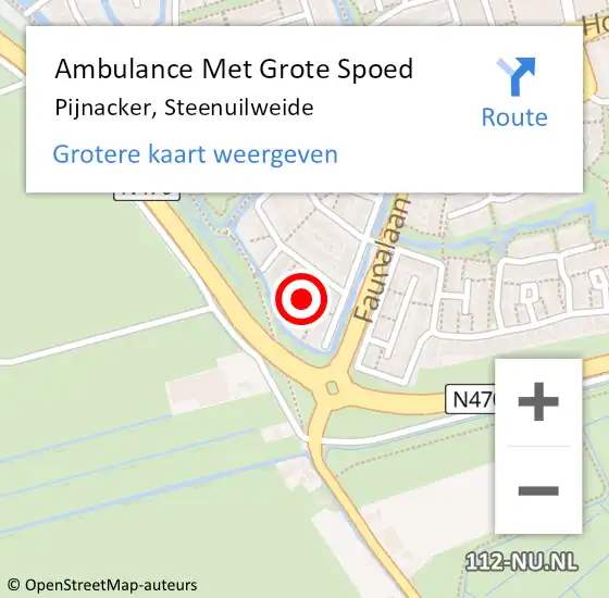 Locatie op kaart van de 112 melding: Ambulance Met Grote Spoed Naar Pijnacker, Steenuilweide op 7 september 2021 22:11