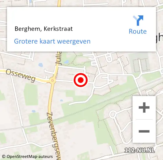 Locatie op kaart van de 112 melding:  Berghem, Kerkstraat op 7 september 2021 22:14