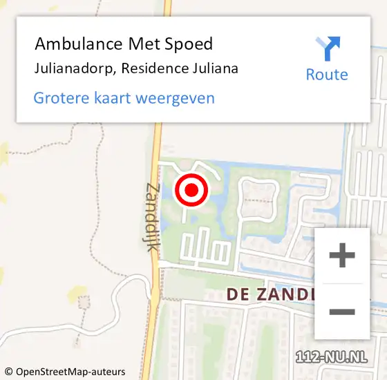 Locatie op kaart van de 112 melding: Ambulance Met Spoed Naar Julianadorp, Residence Juliana op 7 september 2021 22:44
