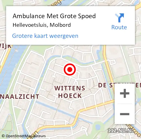 Locatie op kaart van de 112 melding: Ambulance Met Grote Spoed Naar Hellevoetsluis, Molbord op 7 september 2021 23:42