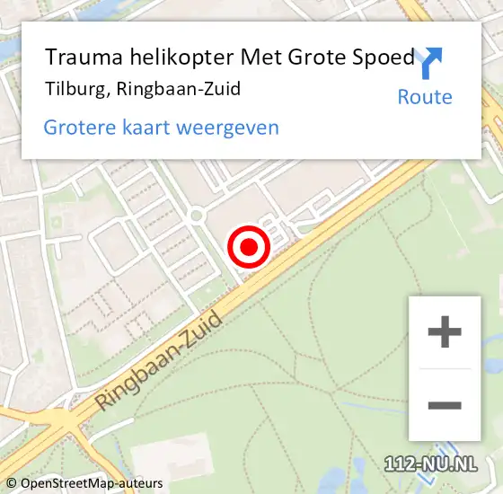 Locatie op kaart van de 112 melding: Trauma helikopter Met Grote Spoed Naar Tilburg, Ringbaan-Zuid op 8 september 2021 00:12