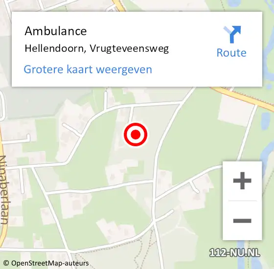 Locatie op kaart van de 112 melding: Ambulance Hellendoorn, Vrugteveensweg op 22 juni 2014 08:12