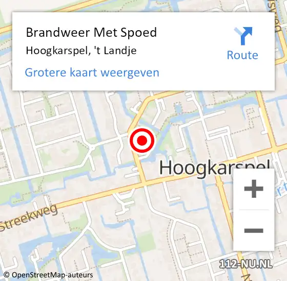 Locatie op kaart van de 112 melding: Brandweer Met Spoed Naar Hoogkarspel, 't Landje op 8 september 2021 01:27