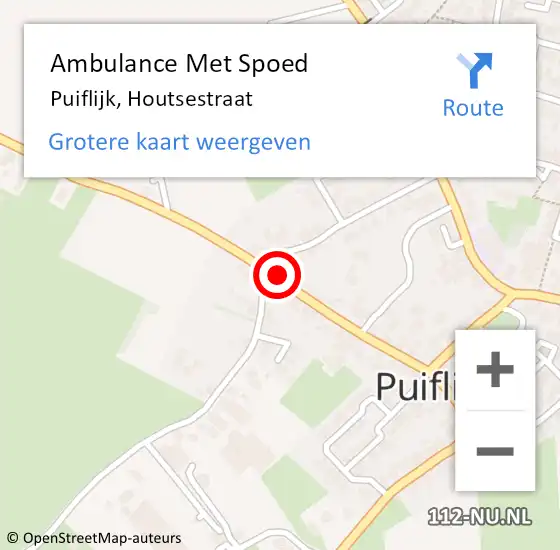 Locatie op kaart van de 112 melding: Ambulance Met Spoed Naar Puiflijk, Houtsestraat op 8 september 2021 01:47