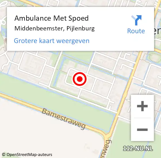 Locatie op kaart van de 112 melding: Ambulance Met Spoed Naar Middenbeemster, Pijlenburg op 8 september 2021 02:19