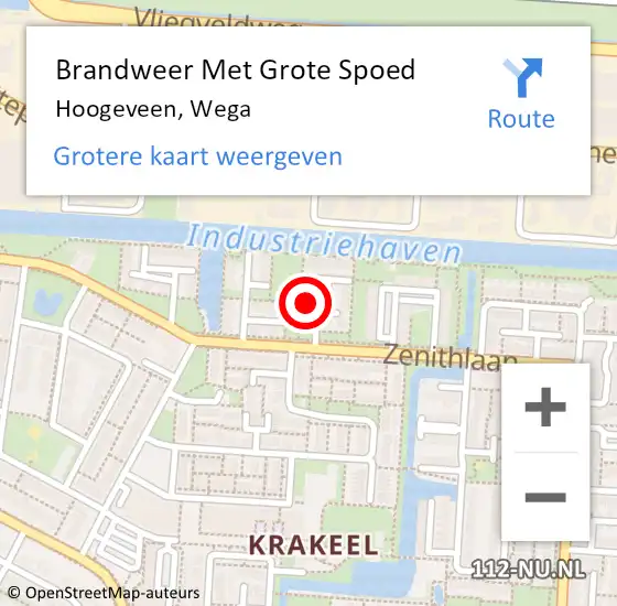 Locatie op kaart van de 112 melding: Brandweer Met Grote Spoed Naar Hoogeveen, Wega op 8 september 2021 02:54