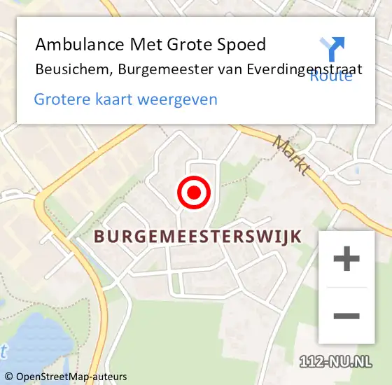 Locatie op kaart van de 112 melding: Ambulance Met Grote Spoed Naar Beusichem, Burgemeester van Everdingenstraat op 8 september 2021 03:21