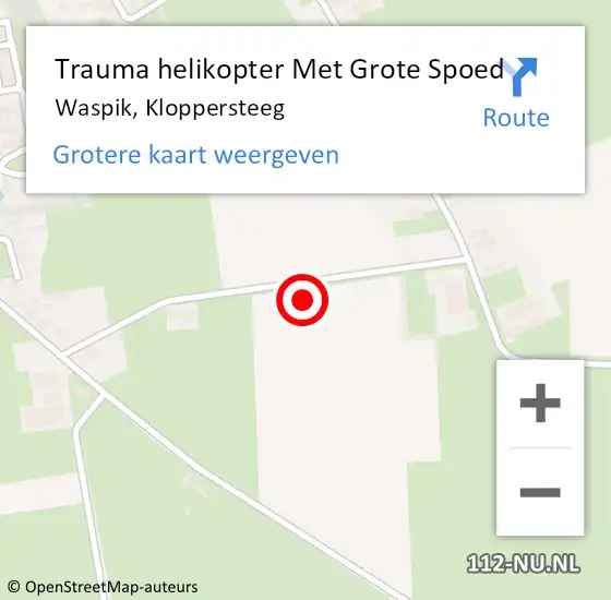 Locatie op kaart van de 112 melding: Trauma helikopter Met Grote Spoed Naar Waspik, Kloppersteeg op 8 september 2021 04:09