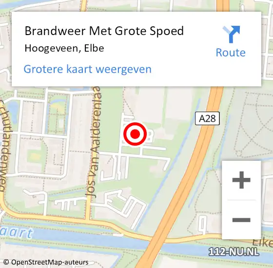 Locatie op kaart van de 112 melding: Brandweer Met Grote Spoed Naar Hoogeveen, Elbe op 8 september 2021 04:21