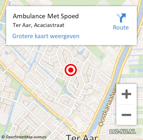 Locatie op kaart van de 112 melding: Ambulance Met Spoed Naar Ter Aar, Acaciastraat op 8 september 2021 04:37