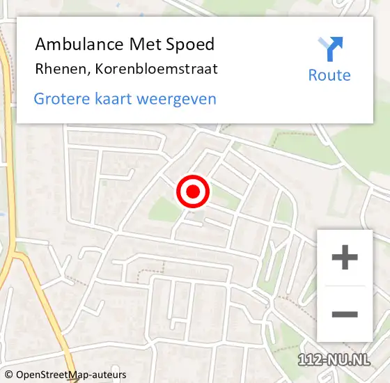 Locatie op kaart van de 112 melding: Ambulance Met Spoed Naar Rhenen, Korenbloemstraat op 8 september 2021 05:37