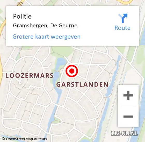 Locatie op kaart van de 112 melding: Politie Gramsbergen, De Geurne op 8 september 2021 07:05