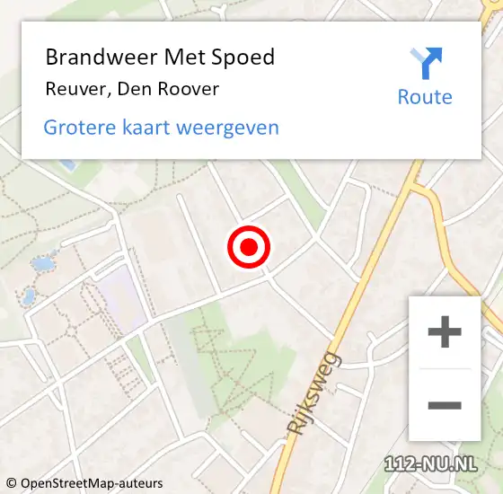 Locatie op kaart van de 112 melding: Brandweer Met Spoed Naar Reuver, Den Roover op 8 september 2021 07:08