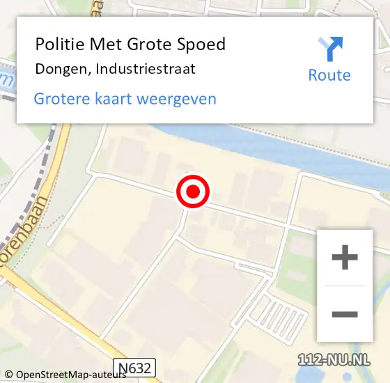 Locatie op kaart van de 112 melding: Politie Met Grote Spoed Naar Dongen, Industriestraat op 8 september 2021 07:29
