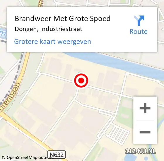 Locatie op kaart van de 112 melding: Brandweer Met Grote Spoed Naar Dongen, Industriestraat op 8 september 2021 07:29