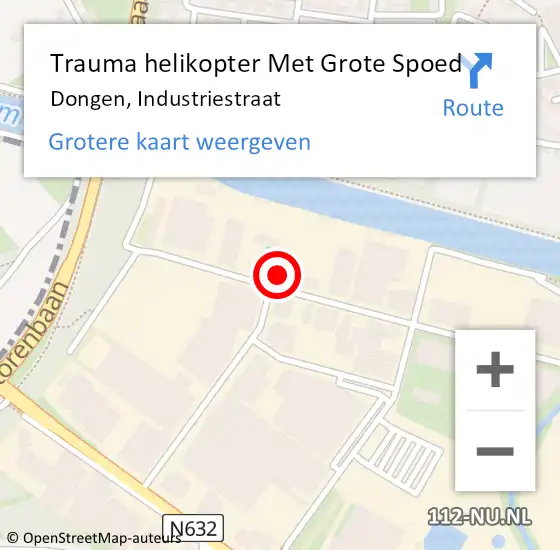 Locatie op kaart van de 112 melding: Trauma helikopter Met Grote Spoed Naar Dongen, Industriestraat op 8 september 2021 07:30