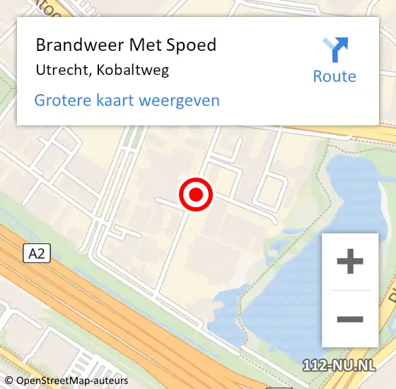 Locatie op kaart van de 112 melding: Brandweer Met Spoed Naar Utrecht, Kobaltweg op 8 september 2021 08:13