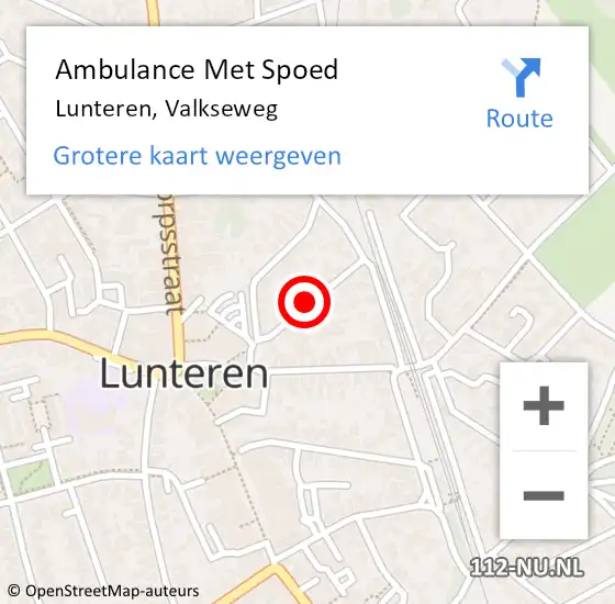 Locatie op kaart van de 112 melding: Ambulance Met Spoed Naar Lunteren, Valkseweg op 8 september 2021 08:24
