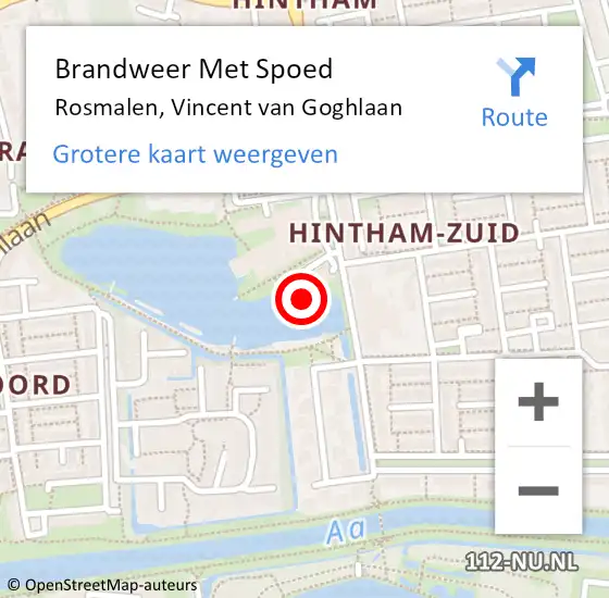 Locatie op kaart van de 112 melding: Brandweer Met Spoed Naar Rosmalen, Vincent van Goghlaan op 8 september 2021 08:33
