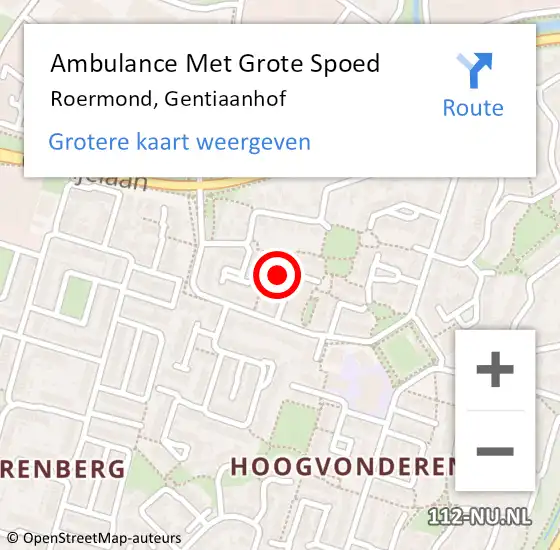 Locatie op kaart van de 112 melding: Ambulance Met Grote Spoed Naar Roermond, Gentiaanhof op 8 september 2021 08:33