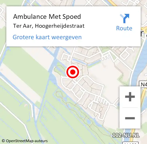 Locatie op kaart van de 112 melding: Ambulance Met Spoed Naar Ter Aar, Hoogerheijdestraat op 8 september 2021 08:35