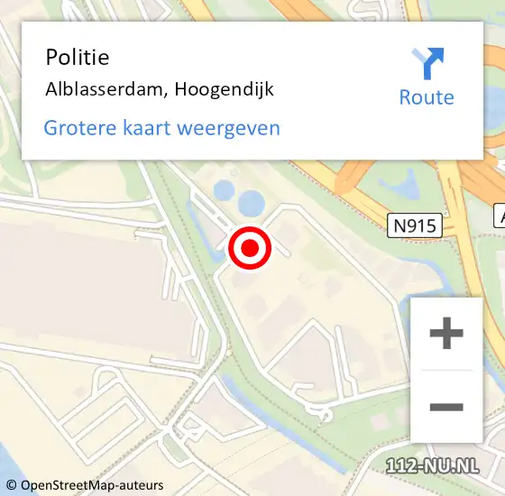 Locatie op kaart van de 112 melding: Politie Alblasserdam, Hoogendijk op 8 september 2021 08:46