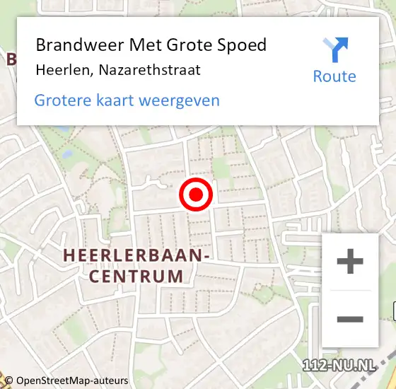 Locatie op kaart van de 112 melding: Brandweer Met Grote Spoed Naar Heerlen, Nazarethstraat op 8 september 2021 08:50