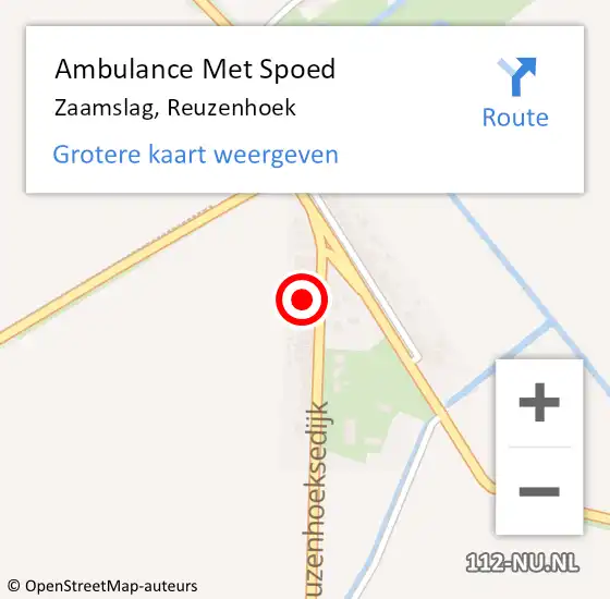 Locatie op kaart van de 112 melding: Ambulance Met Spoed Naar Zaamslag, Reuzenhoek op 8 september 2021 09:07