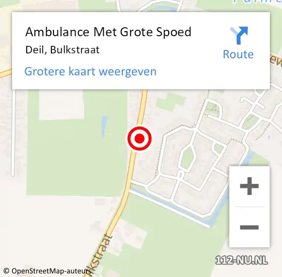 Locatie op kaart van de 112 melding: Ambulance Met Grote Spoed Naar Deil, Bulkstraat op 8 september 2021 09:14