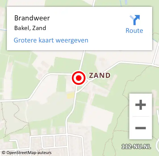 Locatie op kaart van de 112 melding: Brandweer Bakel, Zand op 8 september 2021 09:20