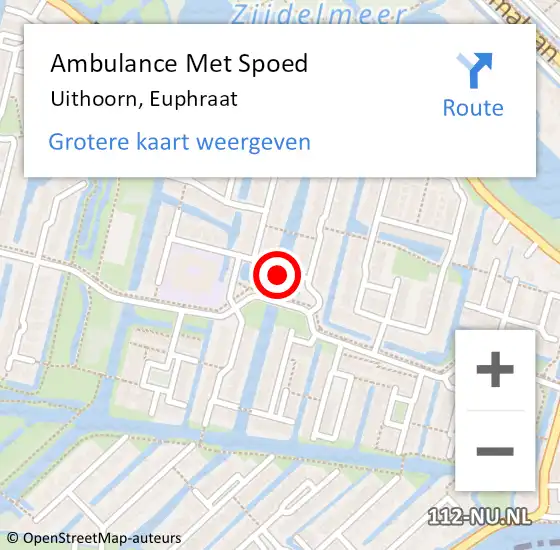 Locatie op kaart van de 112 melding: Ambulance Met Spoed Naar Uithoorn, Euphraat op 8 september 2021 09:21