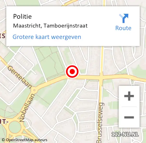 Locatie op kaart van de 112 melding: Politie Maastricht, Tamboerijnstraat op 8 september 2021 09:34