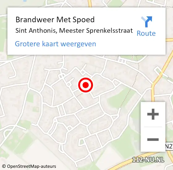 Locatie op kaart van de 112 melding: Brandweer Met Spoed Naar Sint Anthonis, Meester Sprenkelsstraat op 8 september 2021 09:50