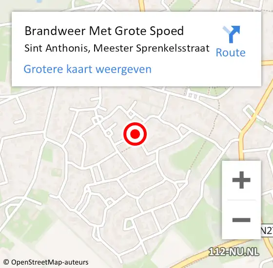 Locatie op kaart van de 112 melding: Brandweer Met Grote Spoed Naar Sint Anthonis, Meester Sprenkelsstraat op 8 september 2021 09:59