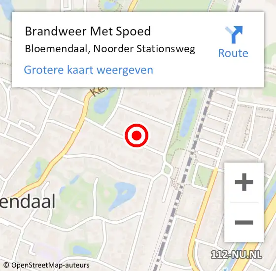 Locatie op kaart van de 112 melding: Brandweer Met Spoed Naar Bloemendaal, Noorder Stationsweg op 8 september 2021 10:17