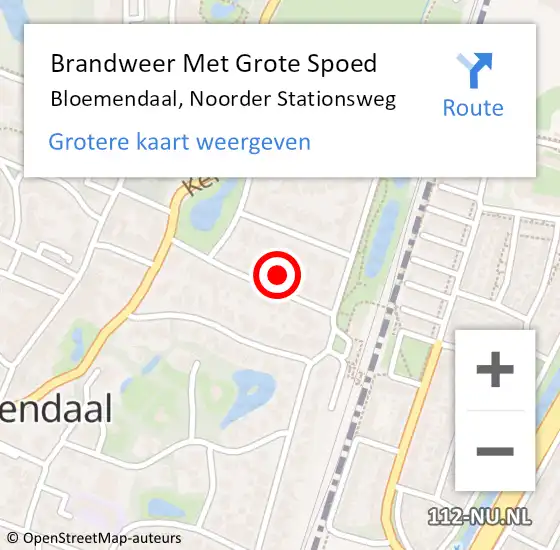 Locatie op kaart van de 112 melding: Brandweer Met Grote Spoed Naar Bloemendaal, Noorder Stationsweg op 8 september 2021 10:18