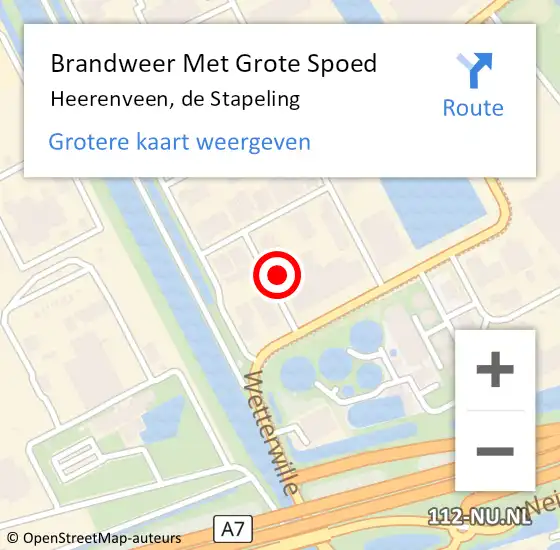 Locatie op kaart van de 112 melding: Brandweer Met Grote Spoed Naar Heerenveen, de Stapeling op 8 september 2021 10:30