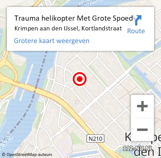 Locatie op kaart van de 112 melding: Trauma helikopter Met Grote Spoed Naar Krimpen aan den IJssel, Kortlandstraat op 8 september 2021 10:32