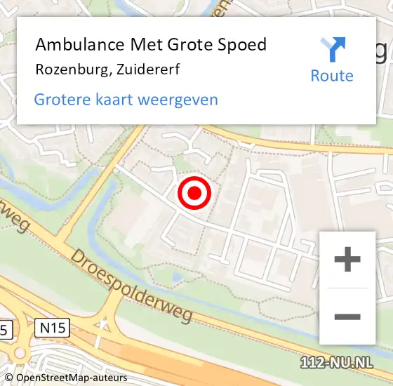 Locatie op kaart van de 112 melding: Ambulance Met Grote Spoed Naar Rozenburg, Zuidererf op 8 september 2021 10:43