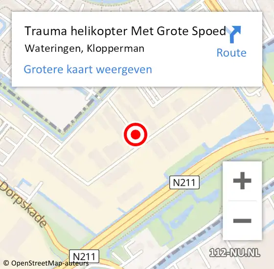 Locatie op kaart van de 112 melding: Trauma helikopter Met Grote Spoed Naar Wateringen, Klopperman op 8 september 2021 10:55