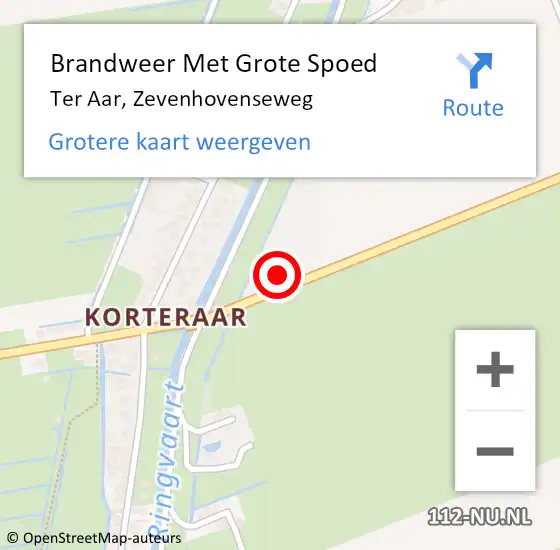 Locatie op kaart van de 112 melding: Brandweer Met Grote Spoed Naar Ter Aar, Zevenhovenseweg op 8 september 2021 10:58